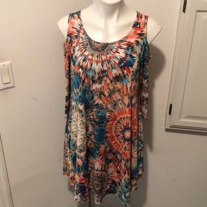 Cold shoulder 3/4 sleeve dress with pockets